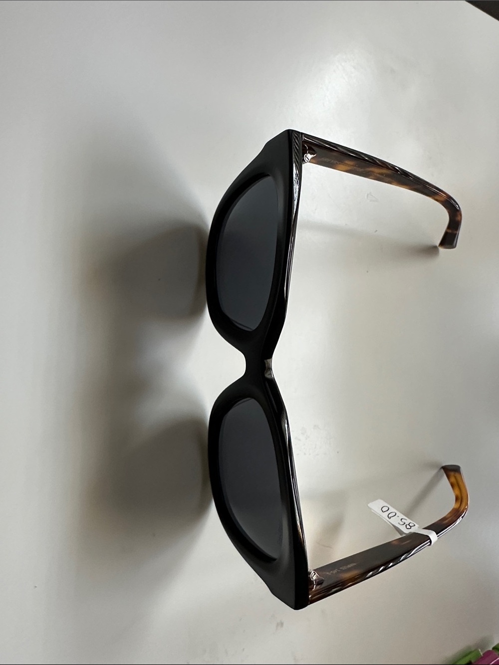 Black Frame Freyrs Sunglasses with Tortoise Arms for Women